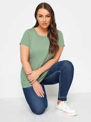 Yours Curve Green 3 Pack Core Basic T-Shirt - Image 2 of 5