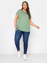 Yours Curve Green 3 Pack Core Basic T-Shirt - Image 5 of 5