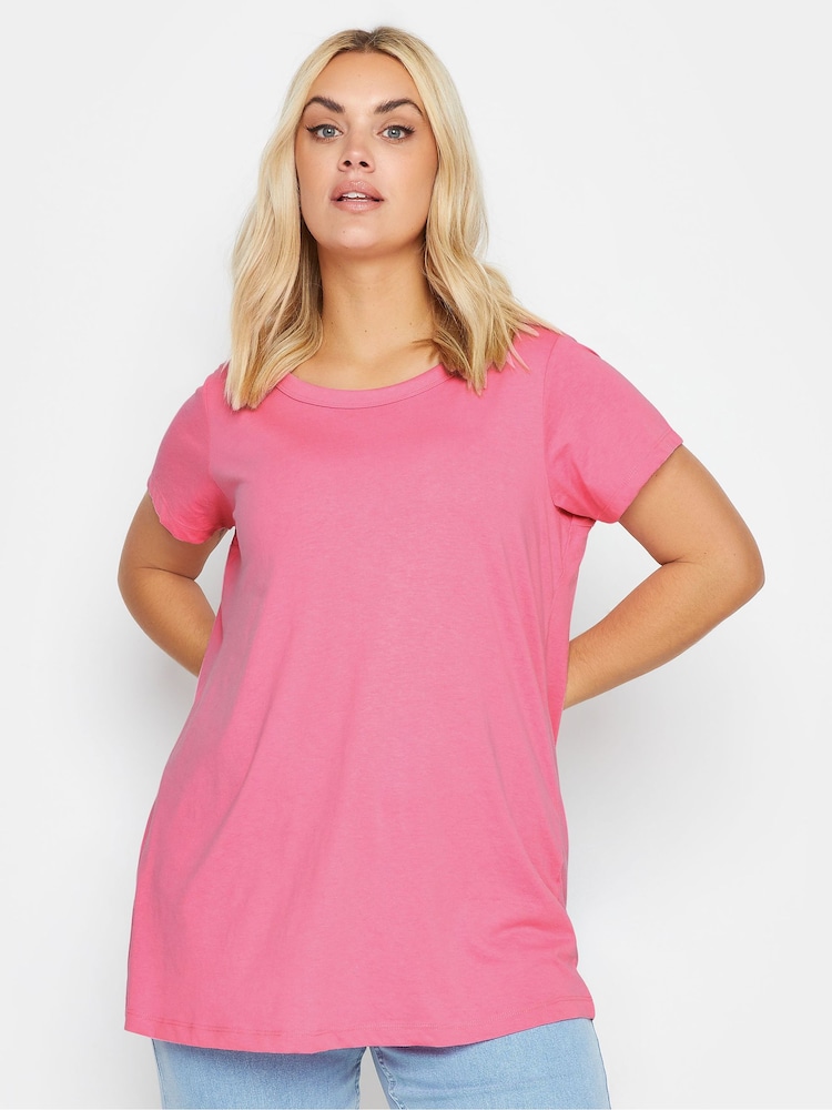 Yours Curve Pink Core Basic T-Shirt 3 Pack - Image 2 of 7