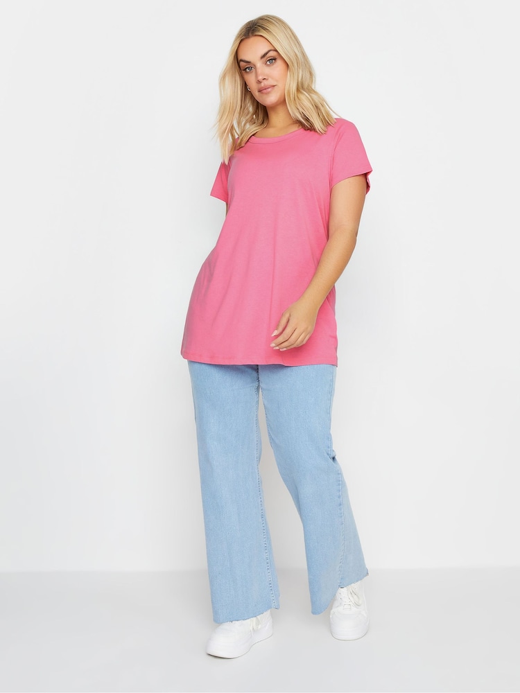 Yours Curve Pink Core Basic T-Shirt 3 Pack - Image 3 of 7