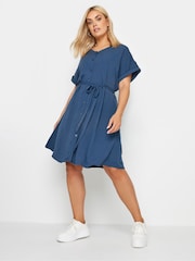 Yours Curve Blue Utility Shirt Dress - Image 2 of 4