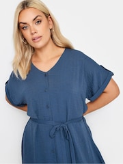 Yours Curve Blue Utility Shirt Dress - Image 4 of 4