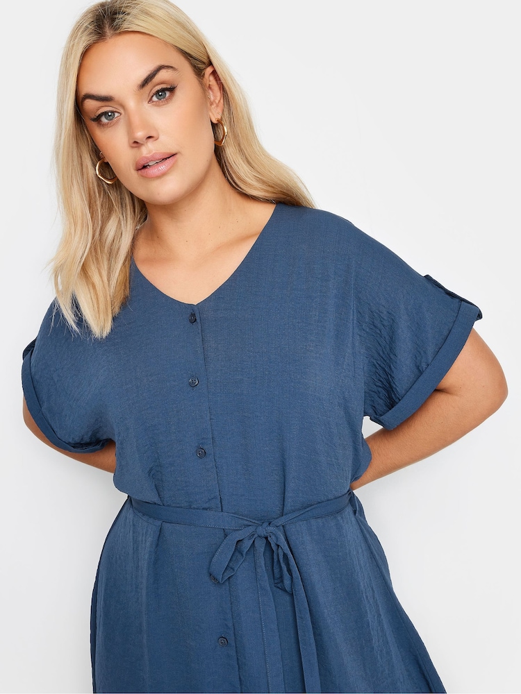 Yours Curve Blue Utility Shirt Dress - Image 4 of 4