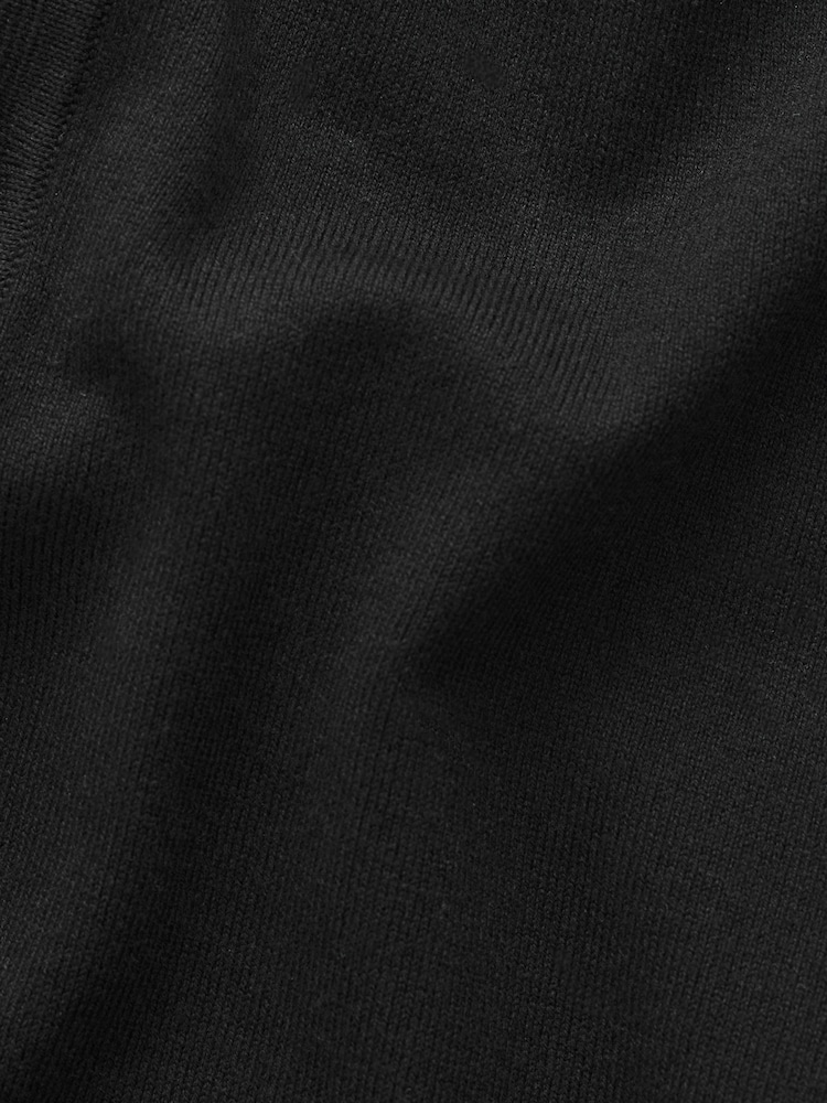 Black Slim Fit Knitted Long Sleeve Polo Shirt - Image 8 of 8
