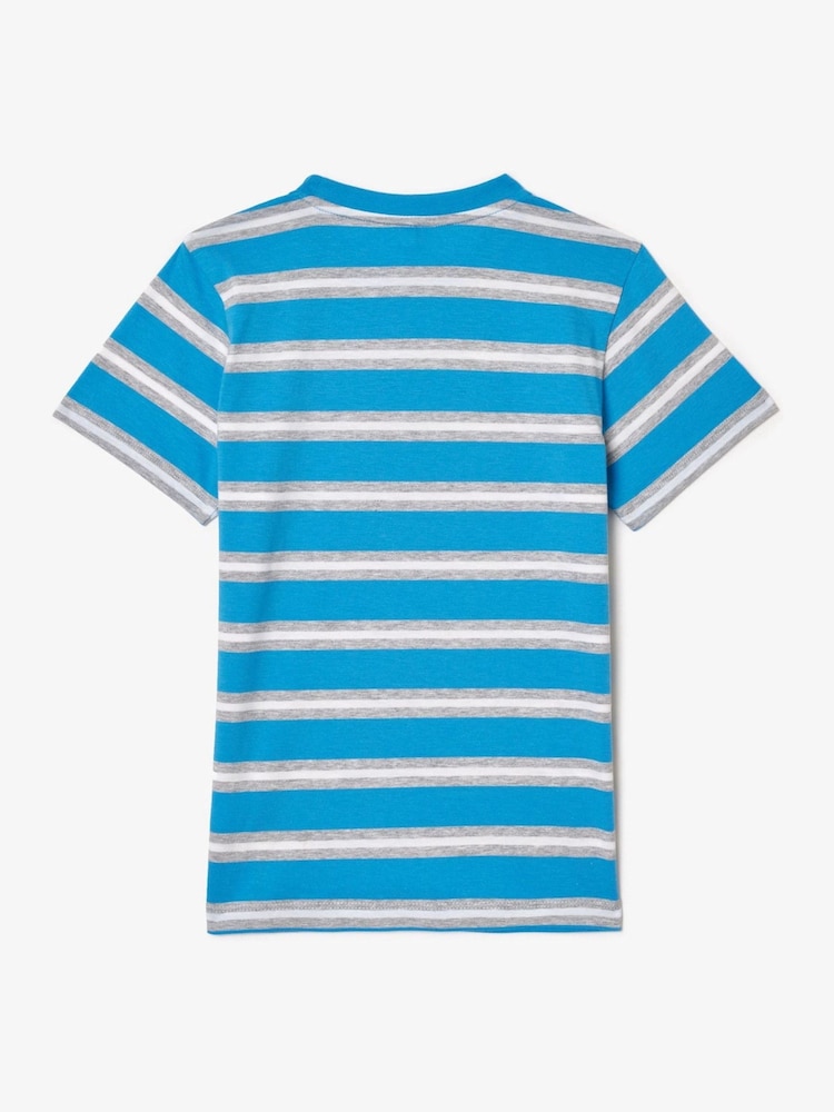 Lacoste Blue Striped 100% Cotton T-Shirt - Image 2 of 3 Lacoste Blue Striped 100% Cotton T-Shirt - Image 2 of 3