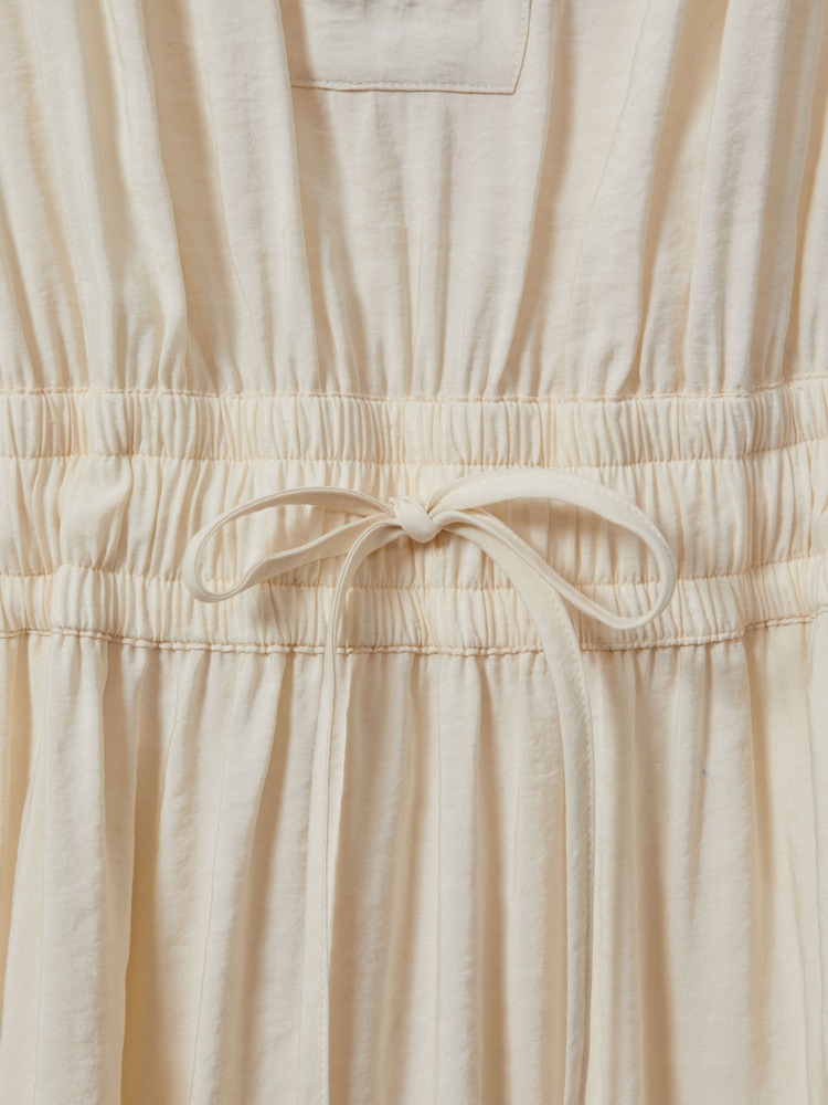 Reiss Neutral Taylor Drawstring Waist Tiered Midi Dress - Image 6 of 6
