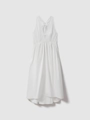 Reiss White Yana Cotton Blend High-Low Midi Dress - Image 2 of 6