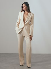 Reiss Blush Penelope Italian Textured Single Breasted Suit Blazer - Image 3 of 7