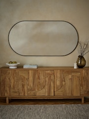 Black Wide Pill Metal Full Length Wall Mirror - Image 1 of 5