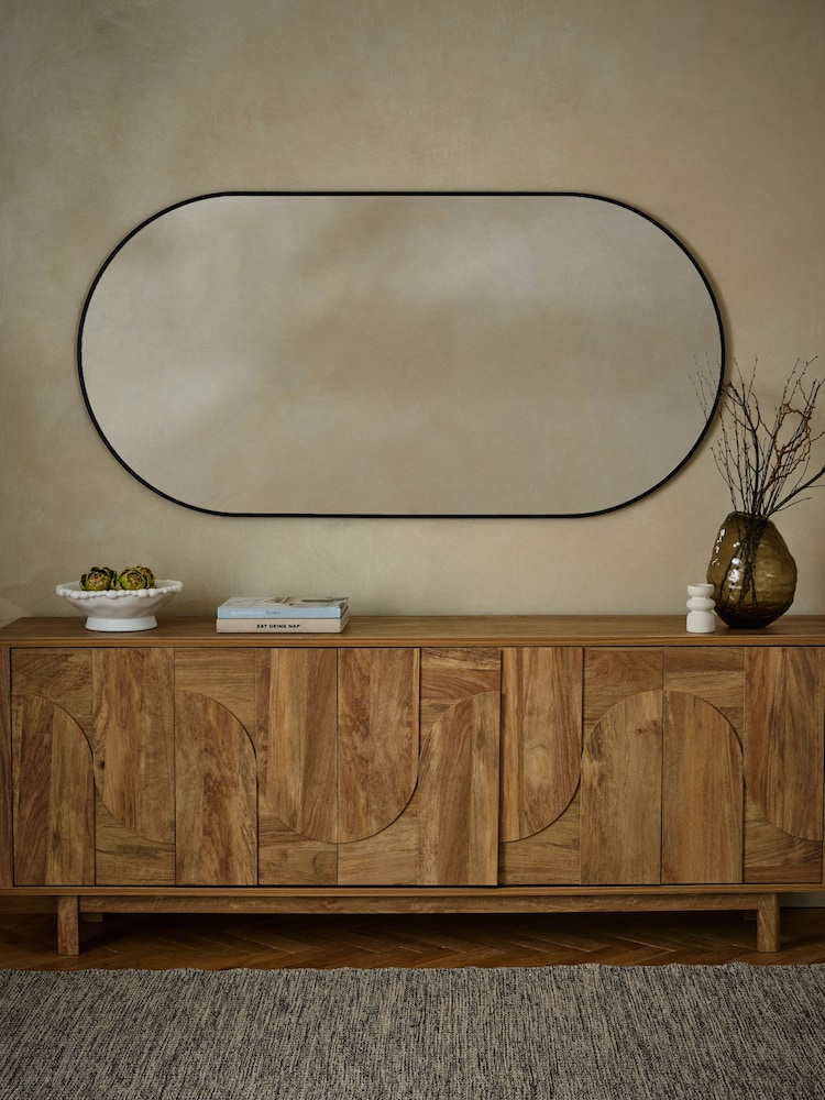 Black Wide Pill Metal Full Length Wall Mirror - Image 1 of 5