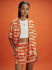 Reiss x McLaren F1 Team Papaya Multi Printed Drawstring Shirt - Image 1 of 6