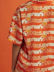 Reiss x McLaren F1 Team Papaya Multi Printed Drawstring Shirt - Image 4 of 6