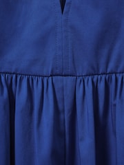 Reiss Cobalt Blue Yana Cotton Blend High-Low Midi Dress - Image 6 of 6