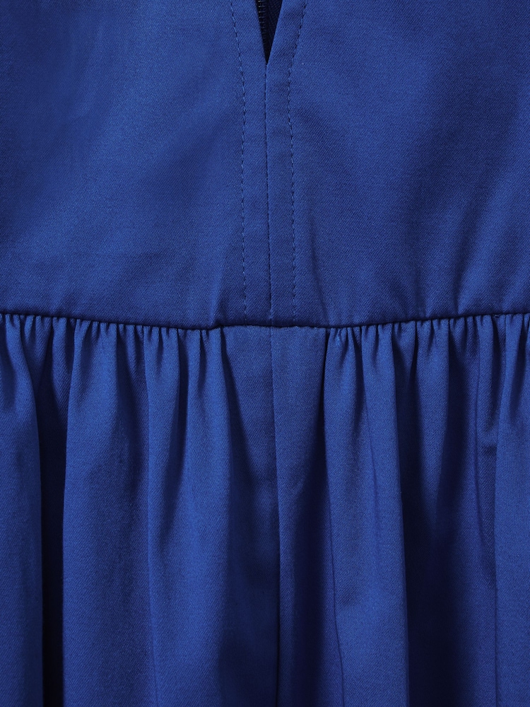 Reiss Cobalt Blue Yana Cotton Blend High-Low Midi Dress - Image 6 of 6