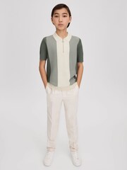 Reiss Sage Milton Half Zip Striped Polo Shirt - Image 2 of 4