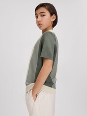 Reiss Sage Milton Half Zip Striped Polo Shirt - Image 3 of 4