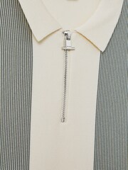 Reiss Sage Milton Half Zip Striped Polo Shirt - Image 4 of 4