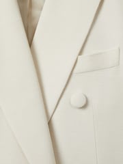 Reiss White Sienna Italian Double Breasted Textured Suit Blazer with Silk - Image 6 of 6