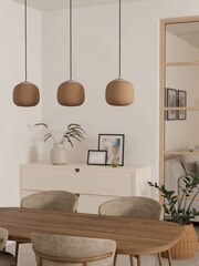 Eglo Natural Cominio Two Toned Satin Glass 3 Light Pendant Ceiling Light - Image 2 of 5