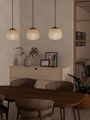 Eglo Natural Cominio Two Toned Satin Glass 3 Light Pendant Ceiling Light - Image 3 of 5