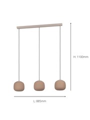 Eglo Natural Cominio Two Toned Satin Glass 3 Light Pendant Ceiling Light - Image 5 of 5