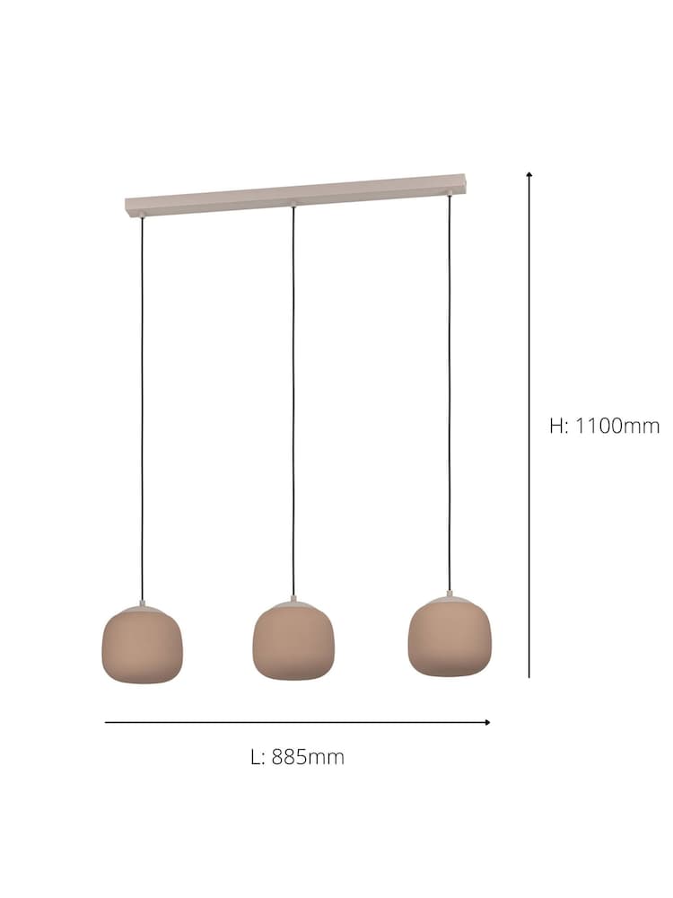Eglo Natural Cominio Two Toned Satin Glass 3 Light Pendant Ceiling Light - Image 5 of 5