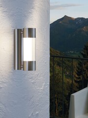 Eglo Stainless Steel Robledo Cylindrical LED Outdoor Wall Light - Image 1 of 5