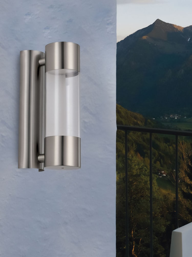Eglo Stainless Steel Robledo Cylindrical LED Outdoor Wall Light - Image 2 of 5
