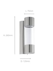 Eglo Stainless Steel Robledo Cylindrical LED Outdoor Wall Light - Image 5 of 5