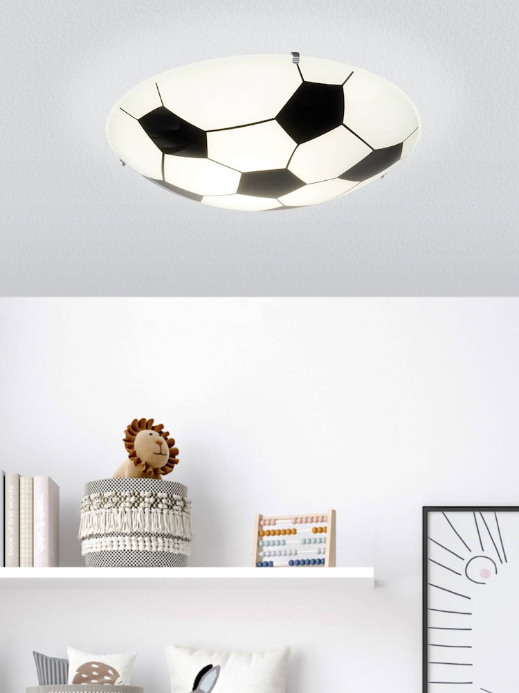 Eglo Junior Football Inspired White Flush Ceiling Light - Image 1 of 5