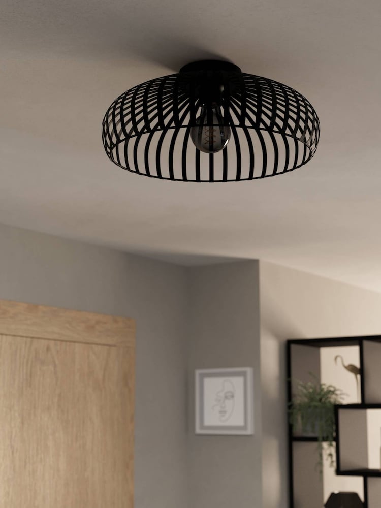 Eglo Black Mogano 3 Wireframe Flush Ceiling Light - Image 2 of 5