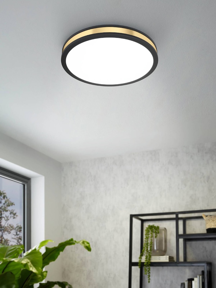 Eglo Black Pescaito LED Flush Round Ceiling Light - Image 1 of 5