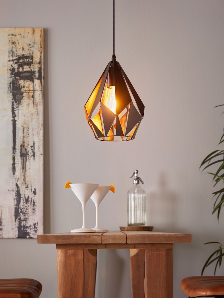Eglo Black Carlton Single Pendant Ceiling Light - Image 1 of 5
