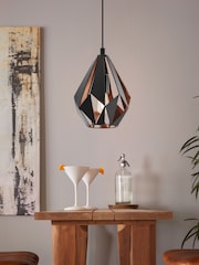 Eglo Black Carlton Single Pendant Ceiling Light - Image 2 of 5