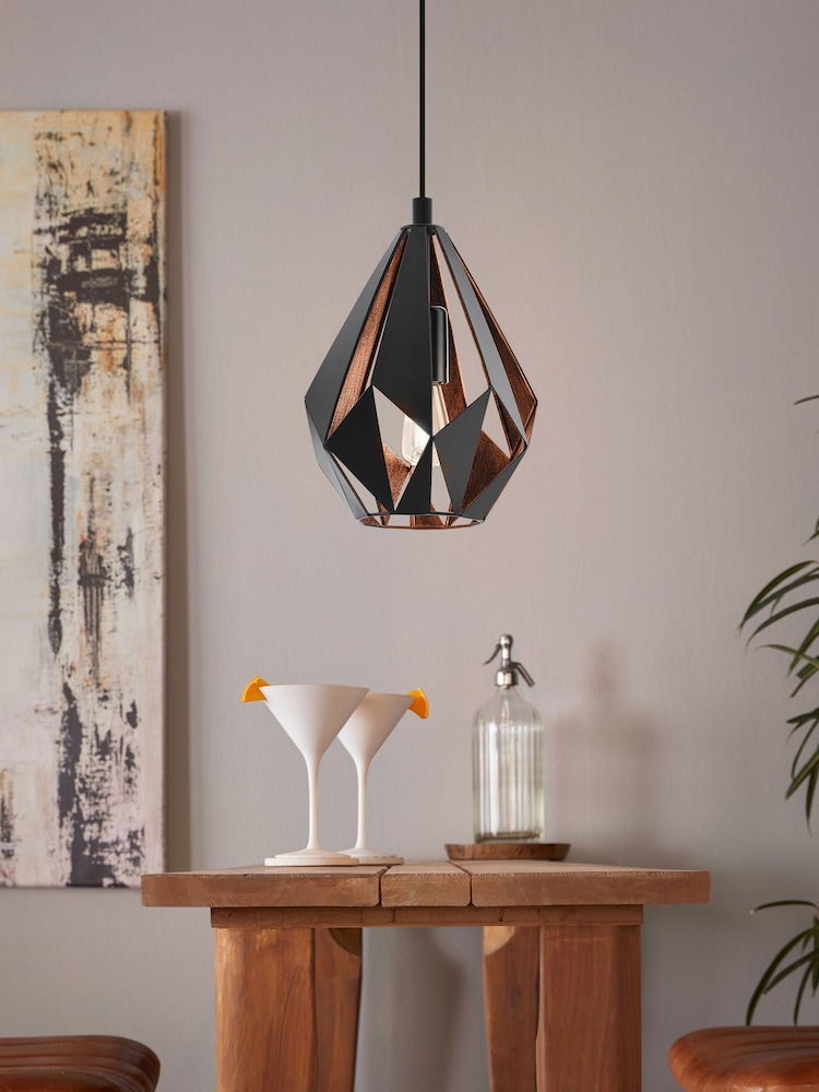 Eglo Black Carlton Single Pendant Ceiling Light - Image 2 of 5