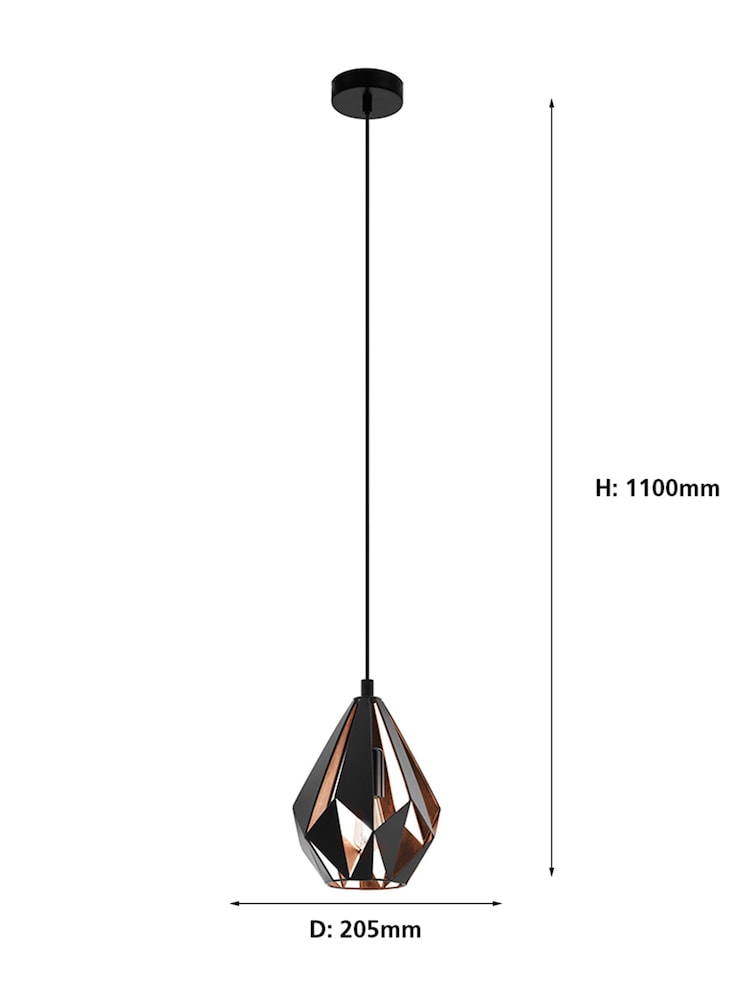 Eglo Black Carlton Single Pendant Ceiling Light - Image 5 of 5
