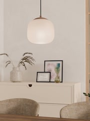 Eglo Natural Cominio Two Toned Satin Glass Single Pendant Ceiling Light - Image 1 of 5