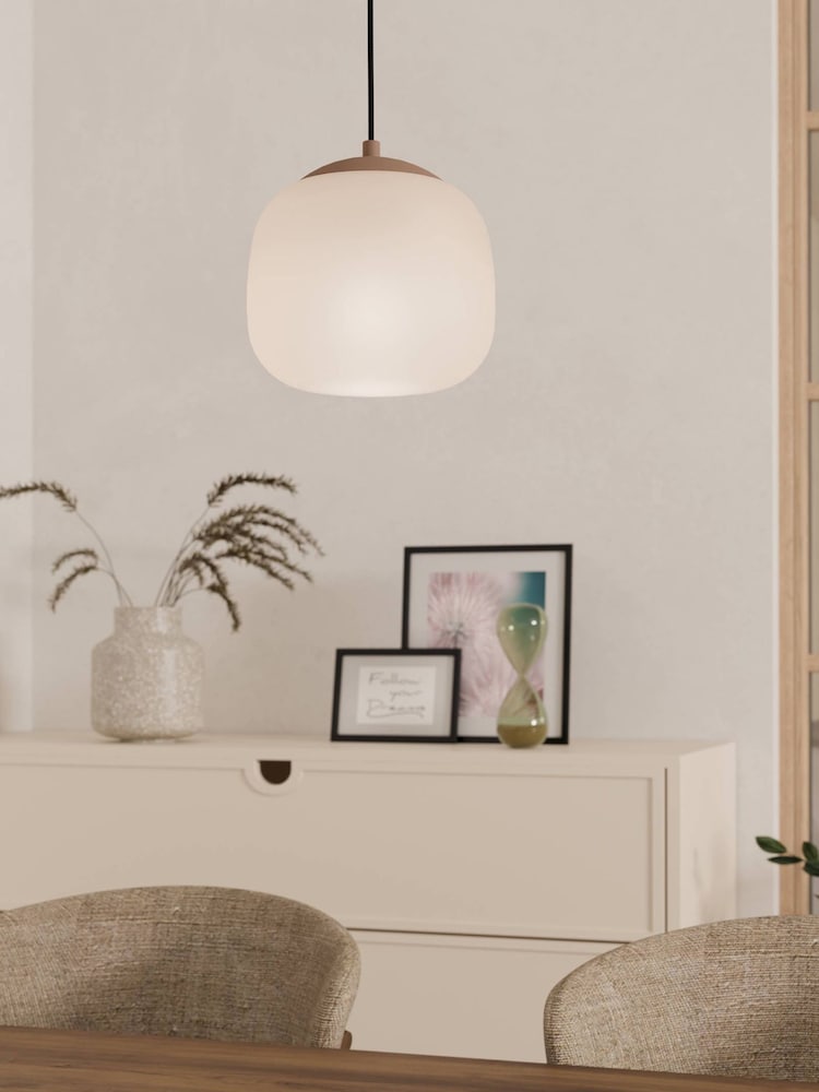 Eglo Natural Cominio Two Toned Satin Glass Single Pendant Ceiling Light - Image 1 of 5