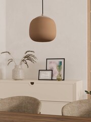 Eglo Natural Cominio Two Toned Satin Glass Single Pendant Ceiling Light - Image 2 of 5