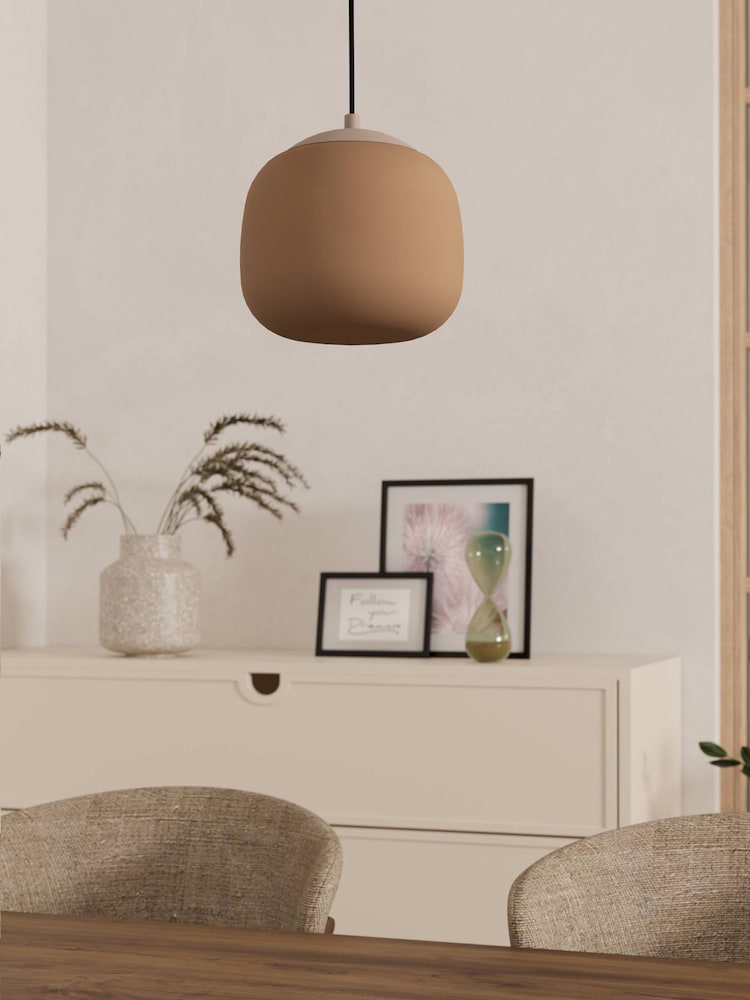 Eglo Natural Cominio Two Toned Satin Glass Single Pendant Ceiling Light - Image 2 of 5