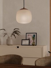 Eglo Natural Cominio Two Toned Satin Glass Single Pendant Ceiling Light - Image 3 of 5