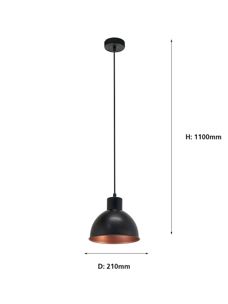 Eglo Black Truro Domed Pendant Ceiling Light - Image 5 of 5