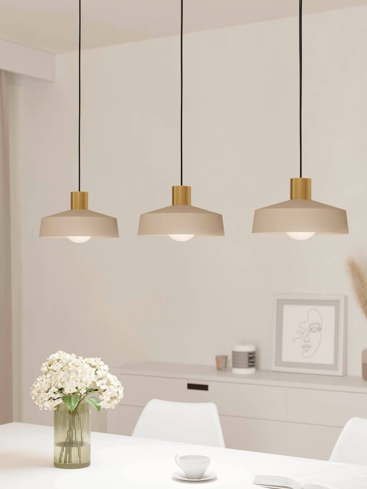 Eglo Brass Valdiola 3 Light Pendant Ceiling Light - Image 1 of 5 Eglo Brass Valdiola 3 Light Pendant Ceiling Light - Image 1 of 5