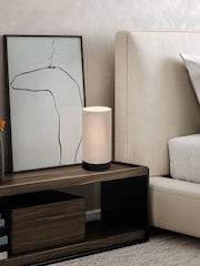 Eglo Black Feniglia Natural Linen Cylindrical Table Lamp - Image 1 of 5
