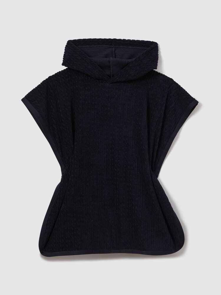 Reiss Navy Shine Textured Towelling Hooded Poncho - Image 2 of 4 Reiss Navy Shine Textured Towelling Hooded Poncho - Image 2 of 4