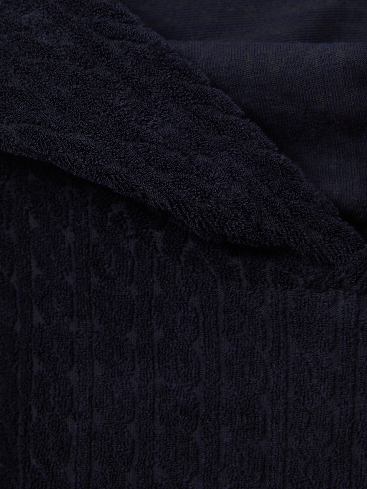 Reiss Navy Shine Textured Towelling Hooded Poncho - Image 4 of 4