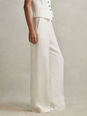 Reiss White Lori Viscose-Linen Wide Leg Suit Trousers - Image 3 of 5