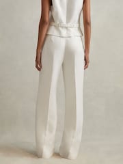 Reiss White Lori Viscose-Linen Wide Leg Suit Trousers - Image 4 of 5