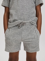 Reiss Soft Grey Fletcher Towelling Drawstring Shorts - Image 1 of 3