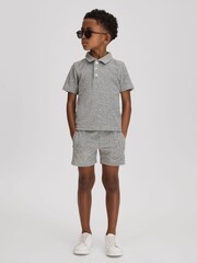 Reiss Soft Grey Fletcher Towelling Drawstring Shorts - Image 2 of 3